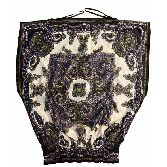 B Wear Womens Blouse Elastic Floral /Geometric‎ Waist Bottom Sz L - Picture 1 of 5